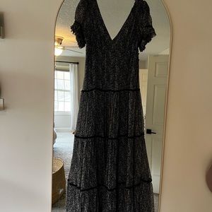 Doen Ayana silk chiffon dress in black prairie paisley size small
